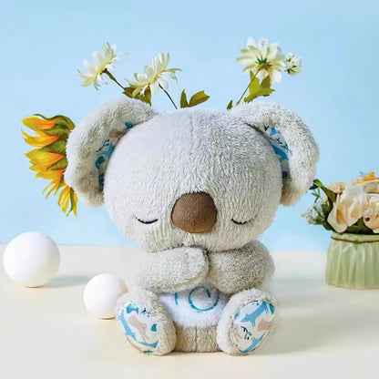 Kawaii Koala Soothing Musical Plush Toy Baby Sleeping Companion Sound and Light Doll Breathing Motion Koala Bear Toys Gifts